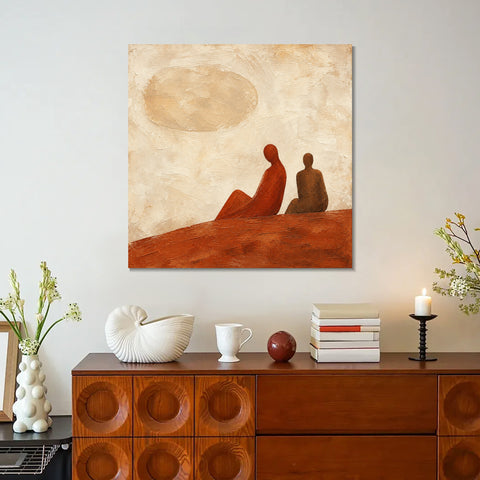 INVIN ART Framed Canvas 100% Handpainted Oil Painting Beneath the Golden Sky Wall Art