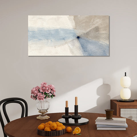 INVIN ART Framed Canvas 100% Handpainted Oil Painting Blue Gray Convergence Wall Art