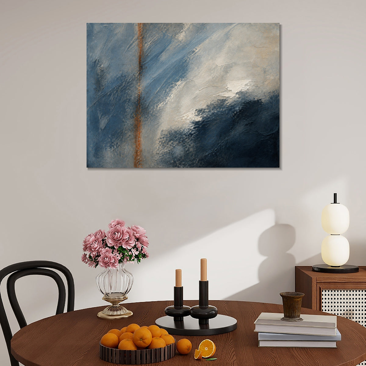 INVIN ART Framed Canvas 100% Handpainted Oil Painting Blue Direction Wall Art