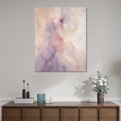 INVIN ART Framed Canvas 100% Handpainted Oil Painting Blush and Lavender Mist Wall Art