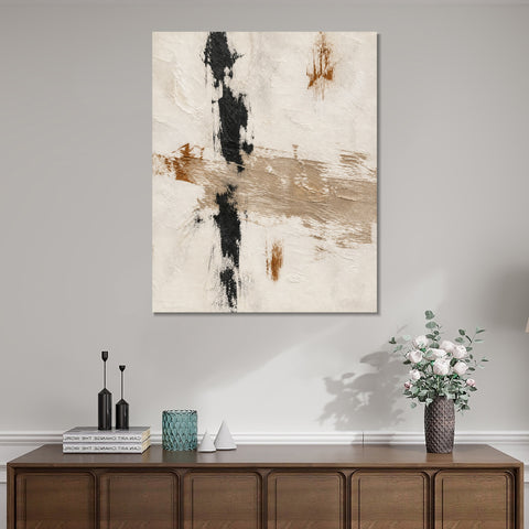 INVIN ART Framed Canvas 100% Handpainted Oil Painting Crossed Brush Marks Wall Art