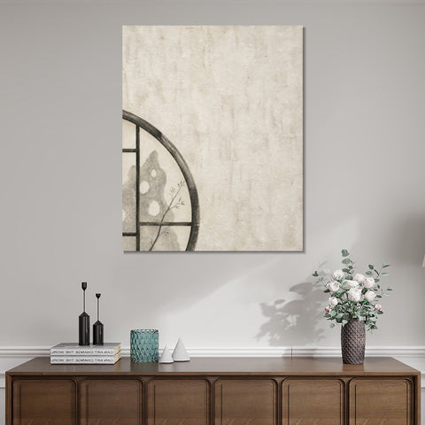 INVIN ART Framed Canvas 100% Handpainted Oil Painting A Corner of the Round Window Wall Art