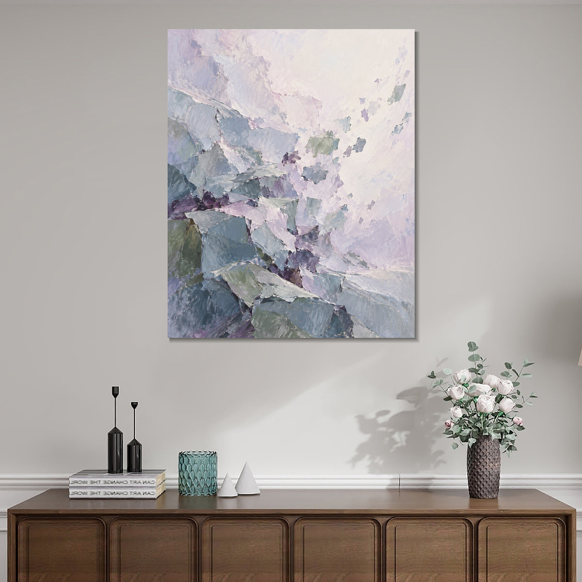 INVIN ART Framed Canvas 100% Handpainted Oil Painting Pastel Fragments in Motion Wall Art