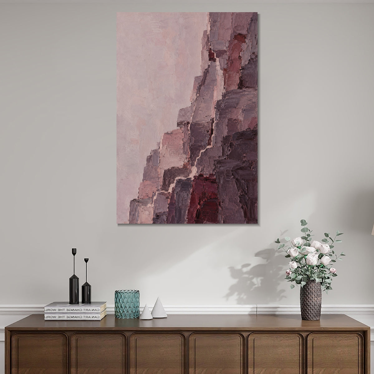 INVIN ART Framed Canvas 100% Handpainted Oil Painting Red Rock Facets Wall Art