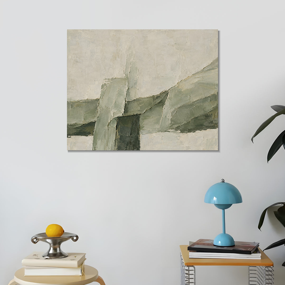 INVIN ART Framed Canvas 100% Handpainted Oil Painting Green Stone Intersections Wall Art