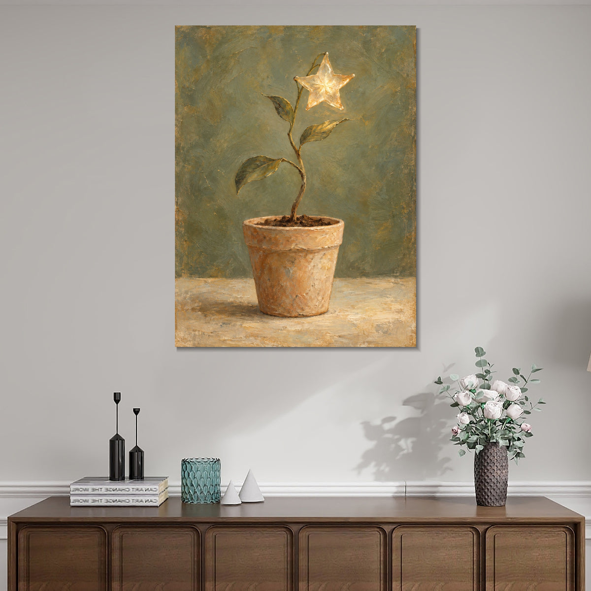 INVIN ART Framed Canvas 100% Handpainted Oil Painting A Growing Star Wall Art