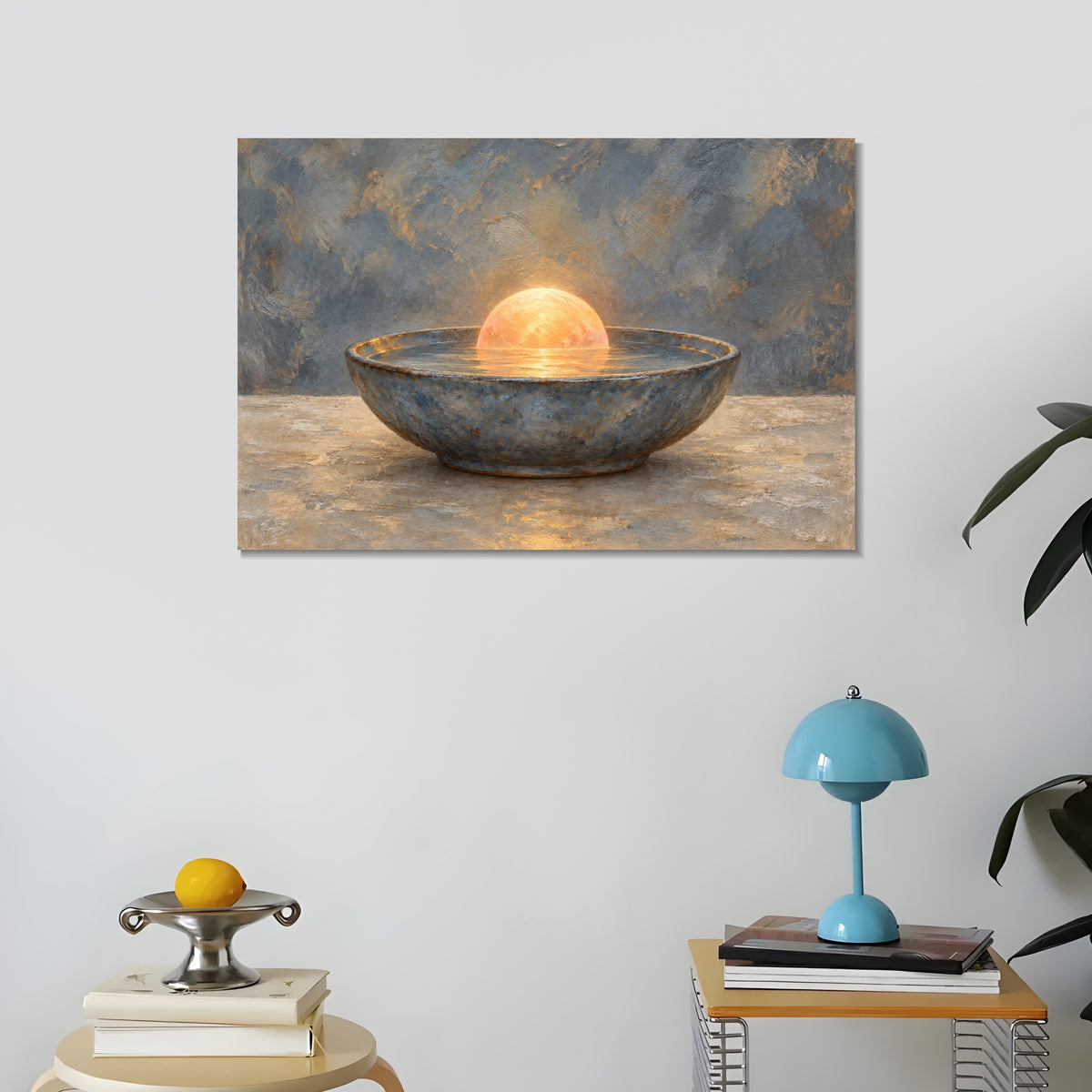 INVIN ART Framed Canvas 100% Handpainted Oil Painting Sunrise Within the Bowl Wall Art