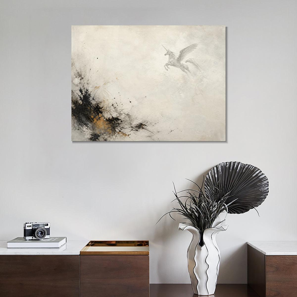 INVIN ART Framed Canvas 100% Handpainted Oil Painting Flight Through Open Space Wall Art