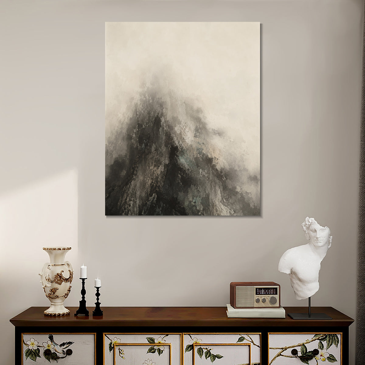 INVIN ART Framed Canvas 100% Handpainted Oil Painting Mountain Without a Summit Wall Art