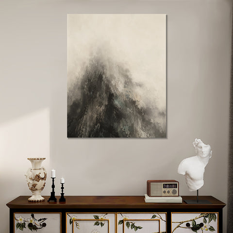 INVIN ART Framed Canvas 100% Handpainted Oil Painting Mountain Without a Summit Wall Art