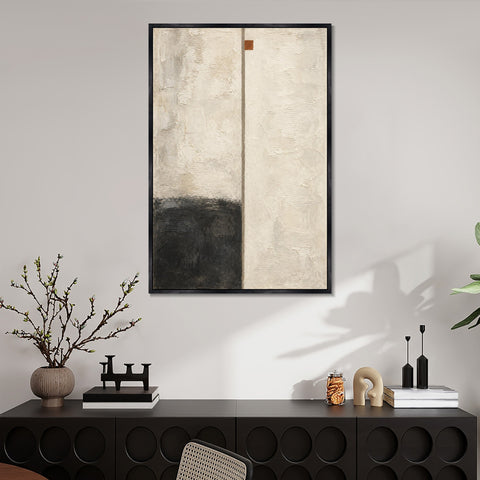 INVIN ART Framed Canvas 100% Handpainted Oil Painting Fine Line and Dark Corner Wall Art