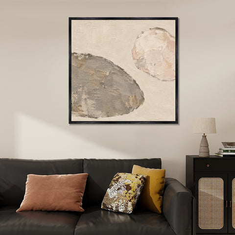 INVIN ART Framed Canvas 100% Handpainted Oil Painting Between Two Stones Wall Art