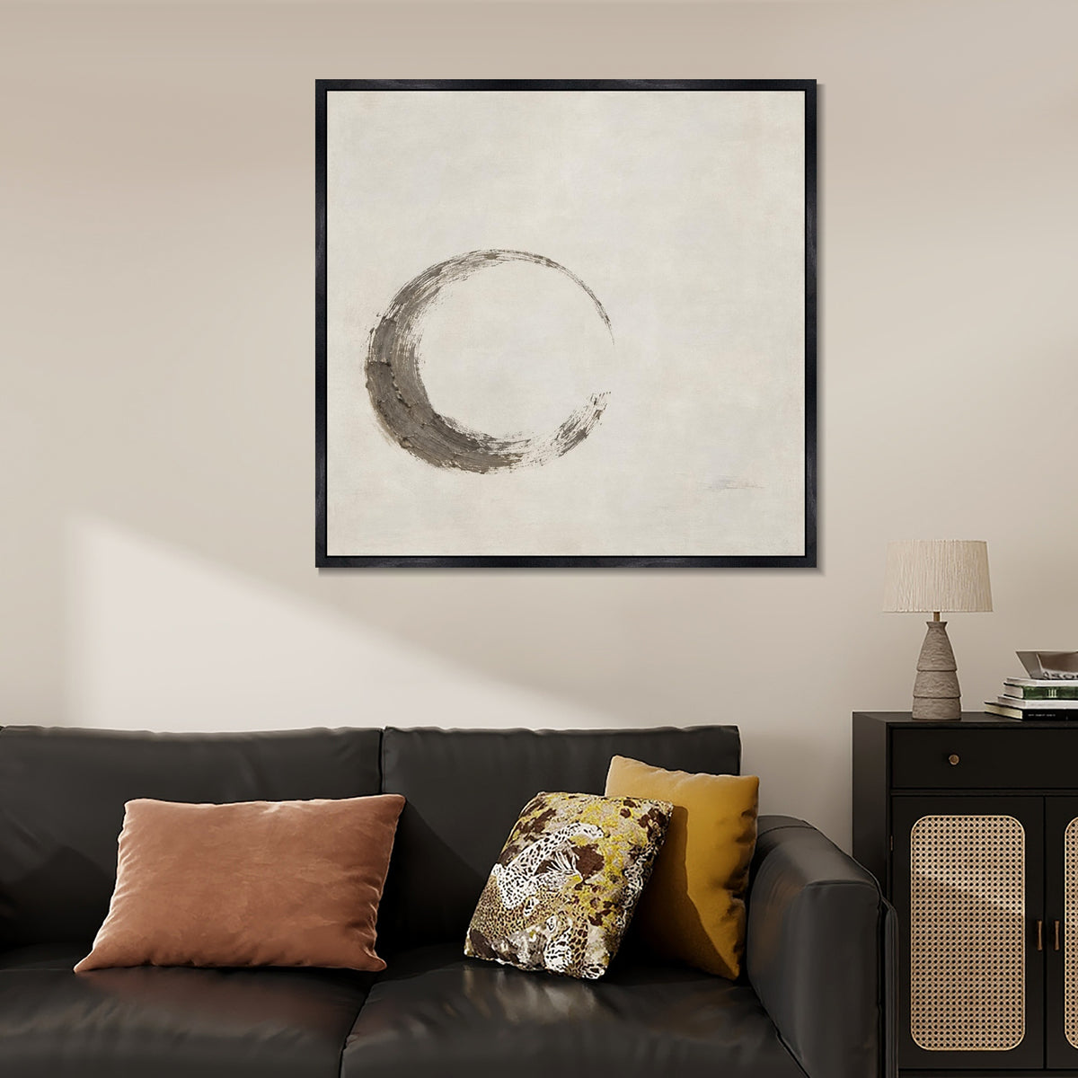INVIN ART Framed Canvas 100% Handpainted Oil Painting Unfinished Circle Wall Art