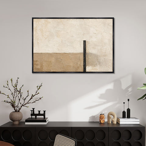 INVIN ART Framed Canvas 100% Handpainted Oil Painting Black Pillar at the Horizon Wall Art