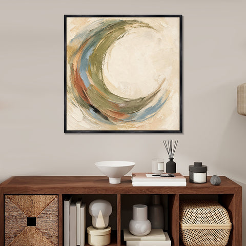 INVIN ART Framed Canvas 100% Handpainted Oil Painting Circular Current Wall Art