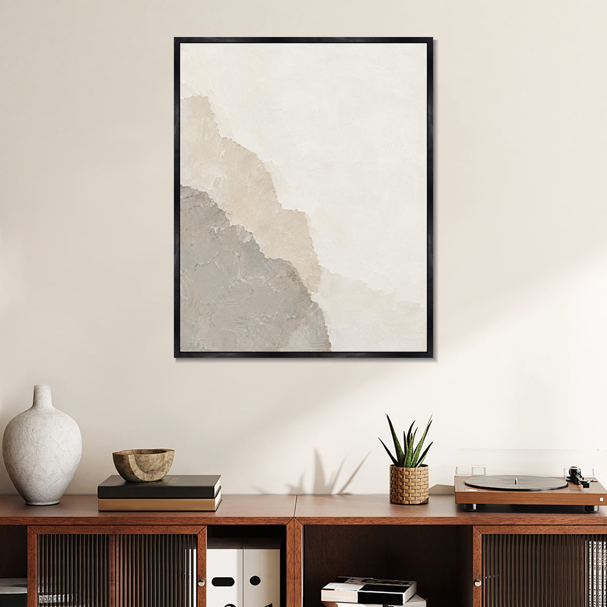 INVIN ART Framed Canvas 100% Handpainted Oil Painting Seams of Old Paper Wall Art