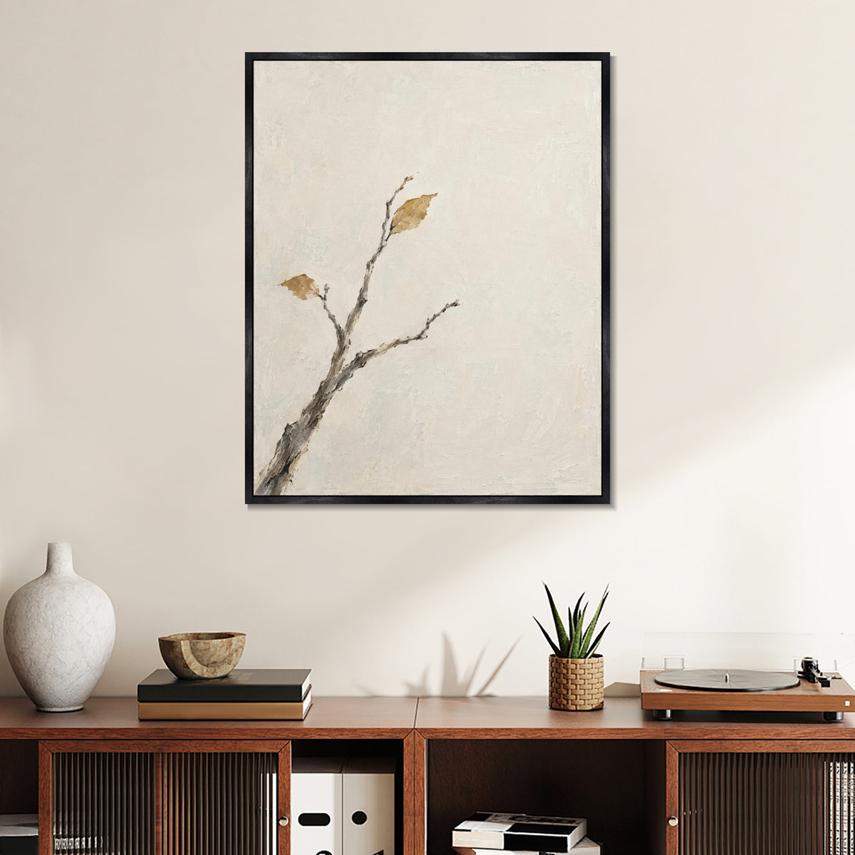 INVIN ART Framed Canvas 100% Handpainted Oil Painting Branch in Open Space Wall Art