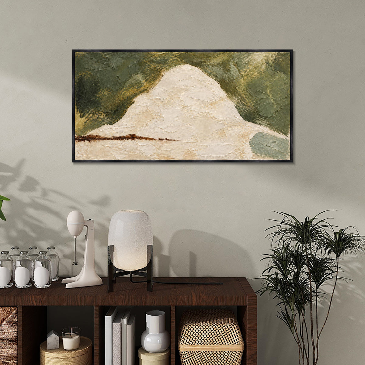 INVIN ART Framed Canvas 100% Handpainted Oil Painting Pale Hill Wall Art