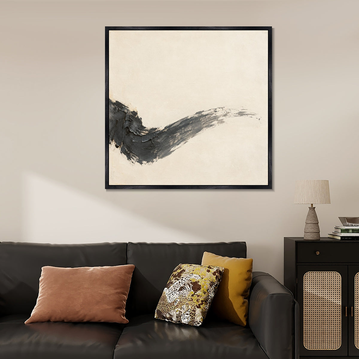 INVIN ART Framed Canvas 100% Handpainted Oil Painting A Breath of Ink Wall Art
