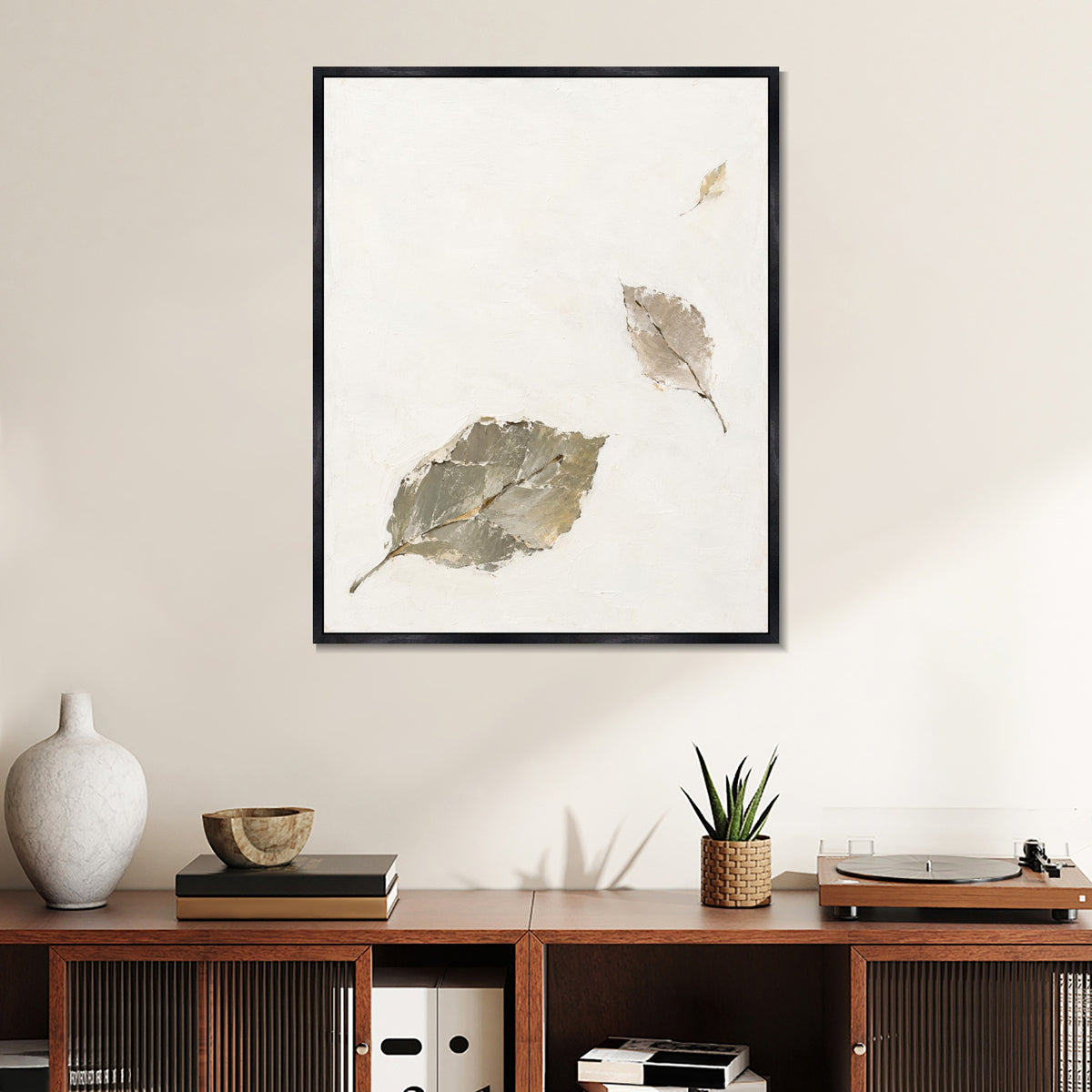 INVIN ART Framed Canvas 100% Handpainted Oil Painting Leaves Held by the Wind Wall Art