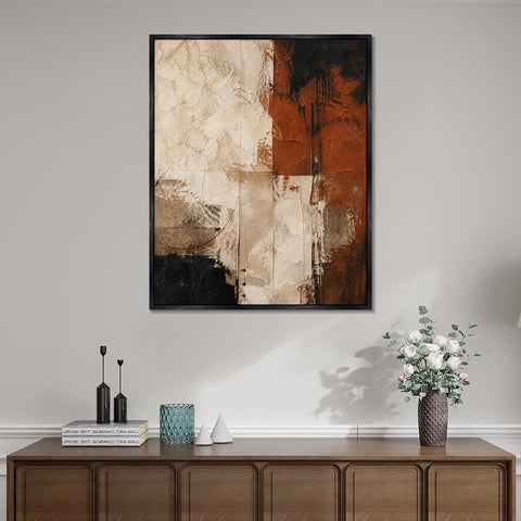 INVIN ART Framed Canvas 100% Handpainted Oil Painting Rust on a Weathered Wall Wall Art