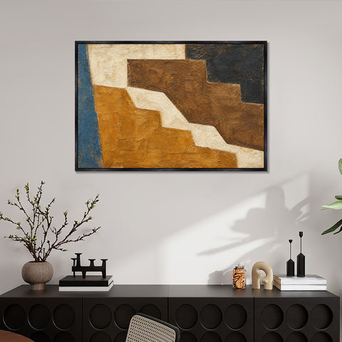 INVIN ART Framed Canvas 100% Handpainted Oil Painting Ochre Terraces Wall Art