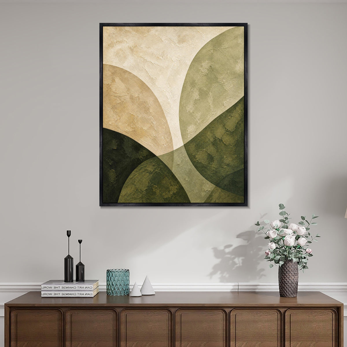 INVIN ART Framed Canvas 100% Handpainted Oil Painting Leaf-Shaped Color Fields Wall Art