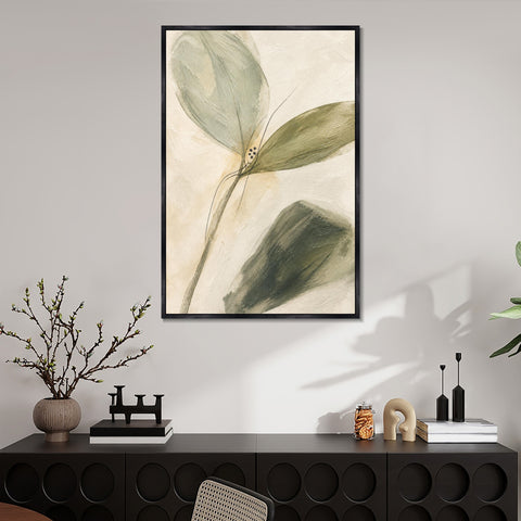 INVIN ART Framed Canvas 100% Handpainted Oil Painting Unfolding Green Leaves Wall Art