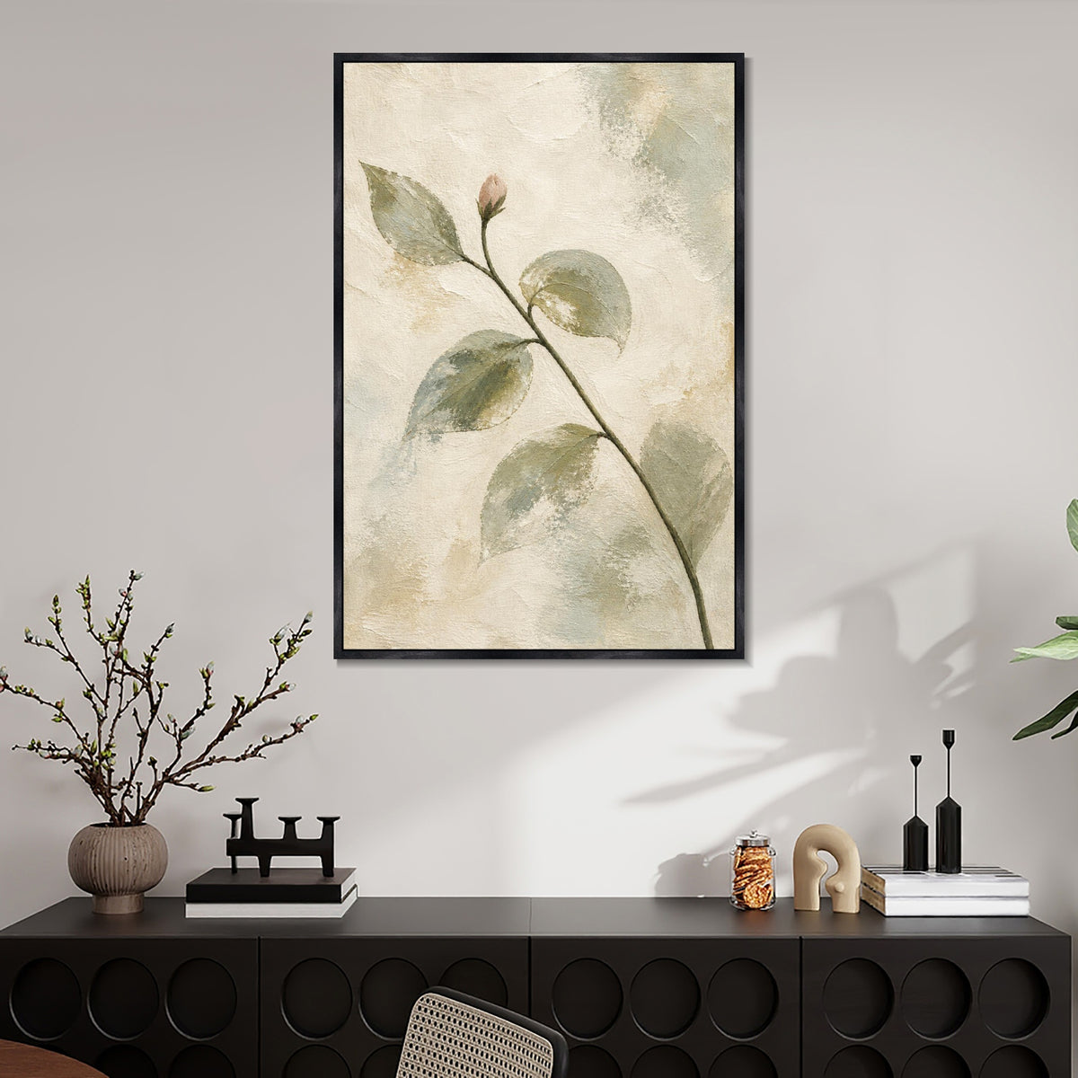 INVIN ART Framed Canvas 100% Handpainted Oil Painting First Bud on the Branch Wall Art