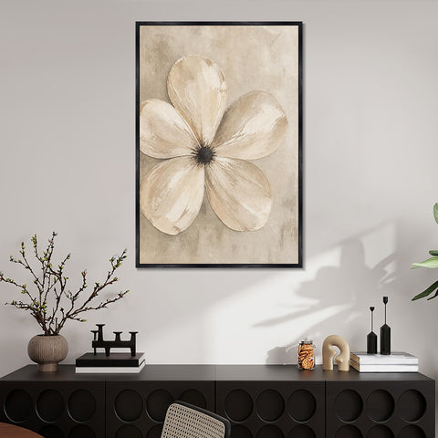 INVIN ART Framed Canvas 100% Handpainted Oil Painting Five Pale Petals Wall Art