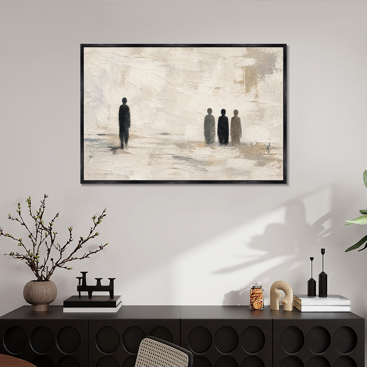 INVIN ART Framed Canvas 100% Handpainted Oil Painting Near and Far Wall Art