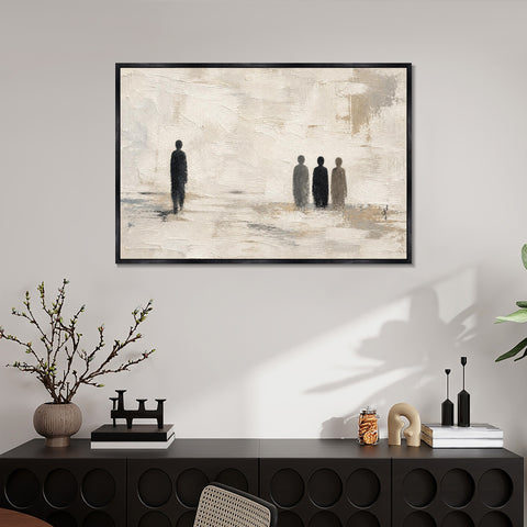 INVIN ART Framed Canvas 100% Handpainted Oil Painting Near and Far Wall Art