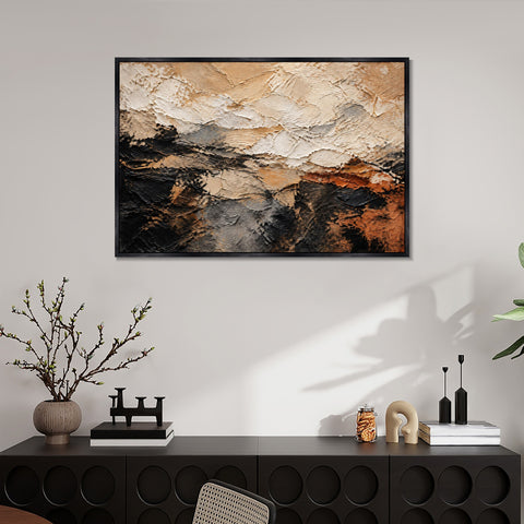 INVIN ART Framed Canvas 100% Handpainted Oil Painting Rising Rock Layers Wall Art