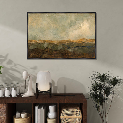 INVIN ART Framed Canvas 100% Handpainted Oil Painting Bearing Earth-Tone Landscape Wall Art