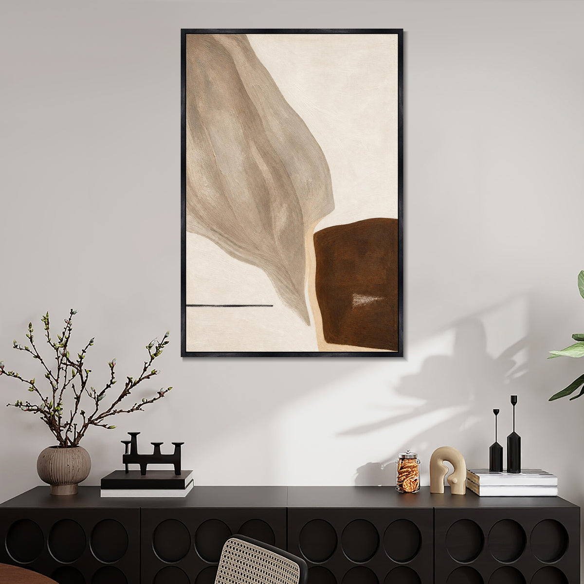 INVIN ART Framed Canvas 100% Handpainted Oil Painting A Pale Leaf Descending Wall Art