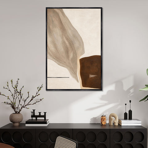 INVIN ART Framed Canvas 100% Handpainted Oil Painting A Pale Leaf Descending Wall Art