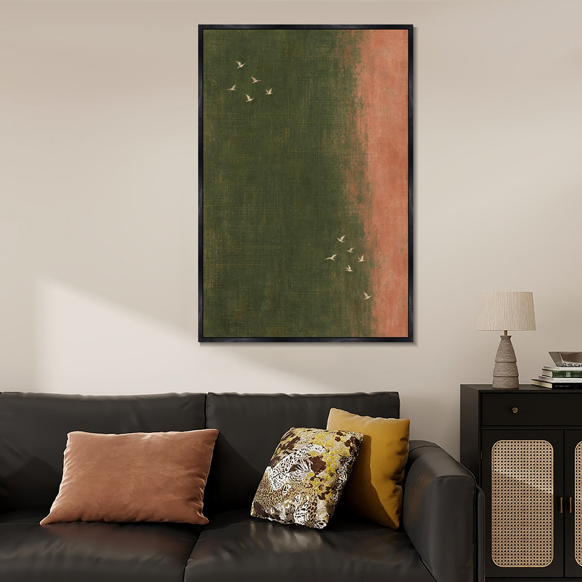 INVIN ART Framed Canvas 100% Handpainted Oil Painting Small Birds in Warm Light Wall Art