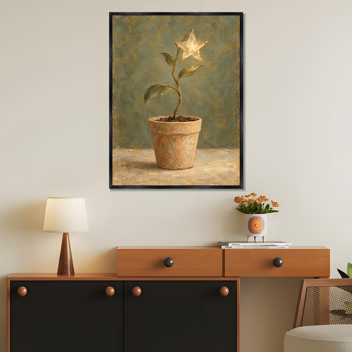 INVIN ART Framed Canvas 100% Handpainted Oil Painting A Growing Star Wall Art