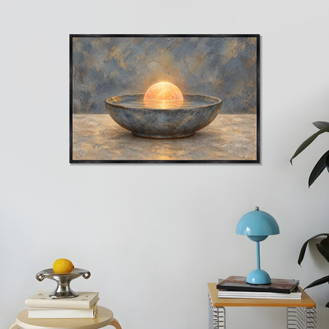 INVIN ART Framed Canvas 100% Handpainted Oil Painting Sunrise Within the Bowl Wall Art