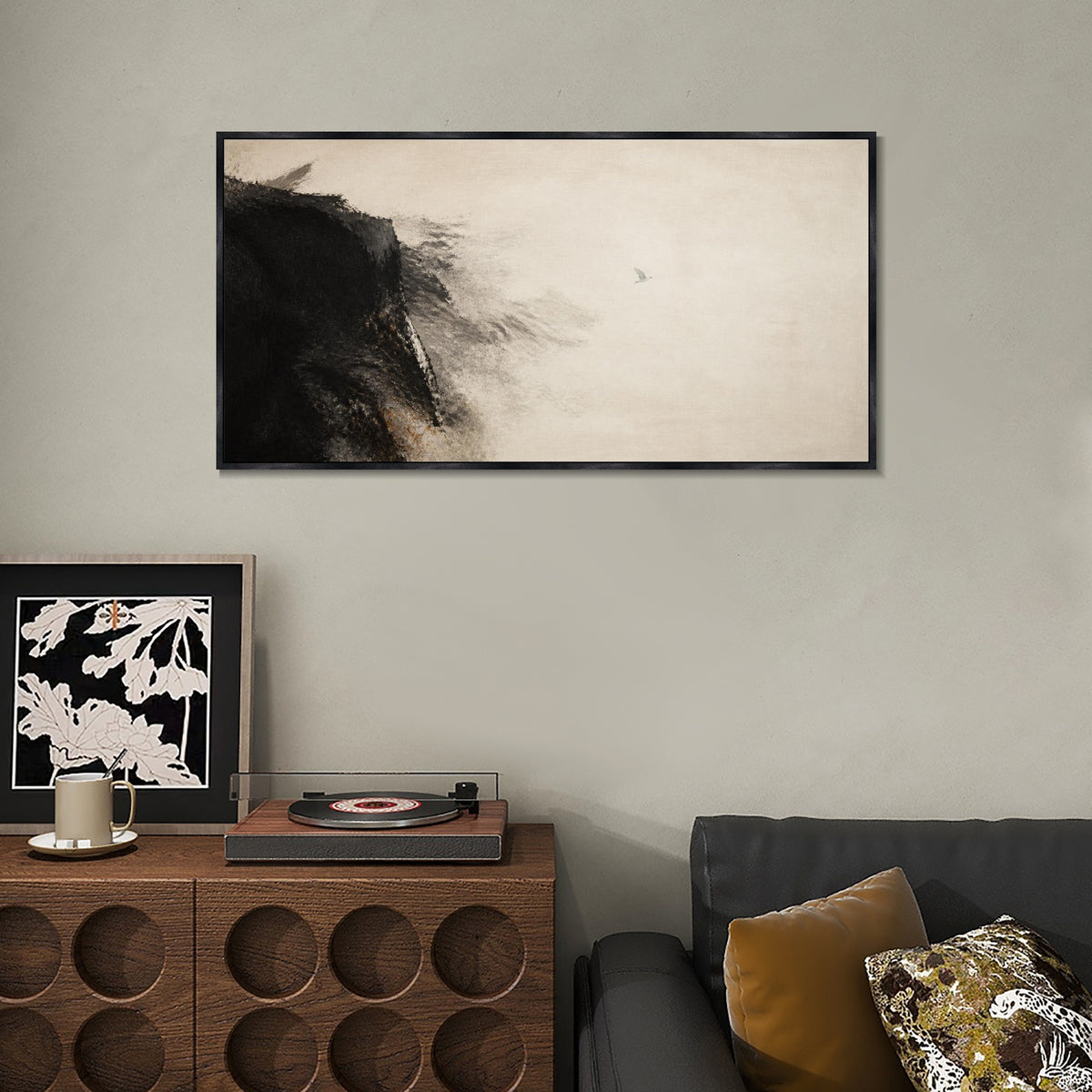 INVIN ART Framed Canvas 100% Handpainted Oil Painting Wind from the Left Bank Wall Art