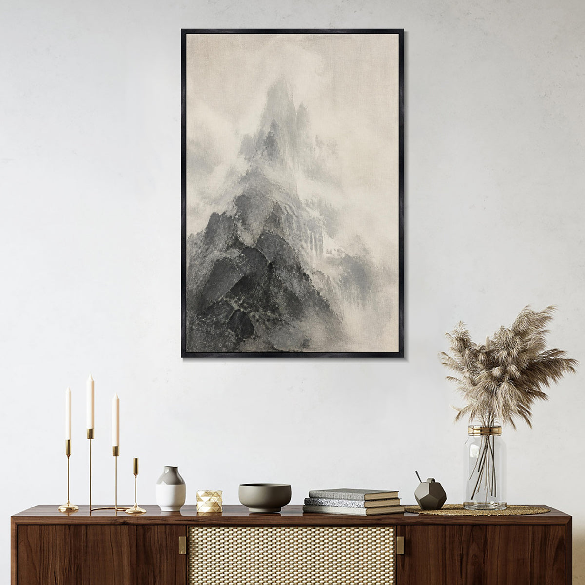INVIN ART Framed Canvas 100% Handpainted Oil Painting The Unseen Summit Wall Art