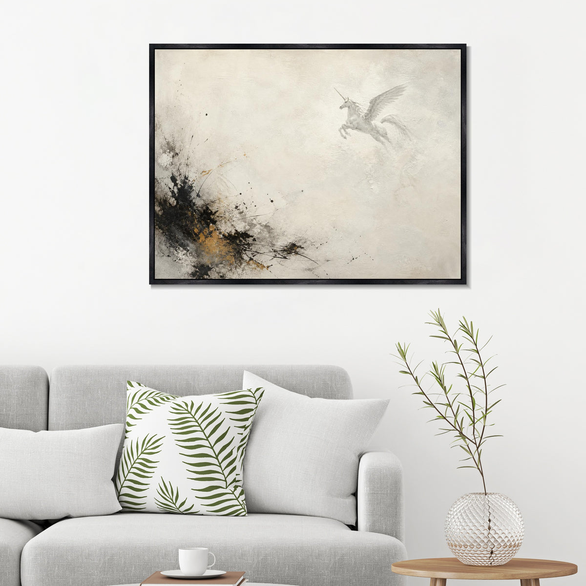INVIN ART Framed Canvas 100% Handpainted Oil Painting Flight Through Open Space Wall Art
