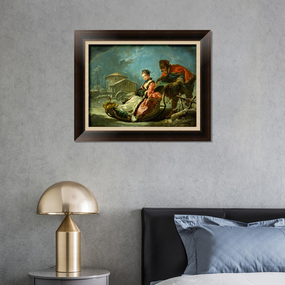 INVIN ART Framed Canvas Art Giclee Print Winter anagoria by Francois Boucher Wall Art Living Room Home Office Decorations
