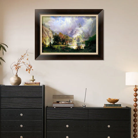 INVIN ART Framed Canvas Art Giclee Print Rocky Mountain Landscape by Albert Bierstadt Wall Art Living Room Home Office Decorations
