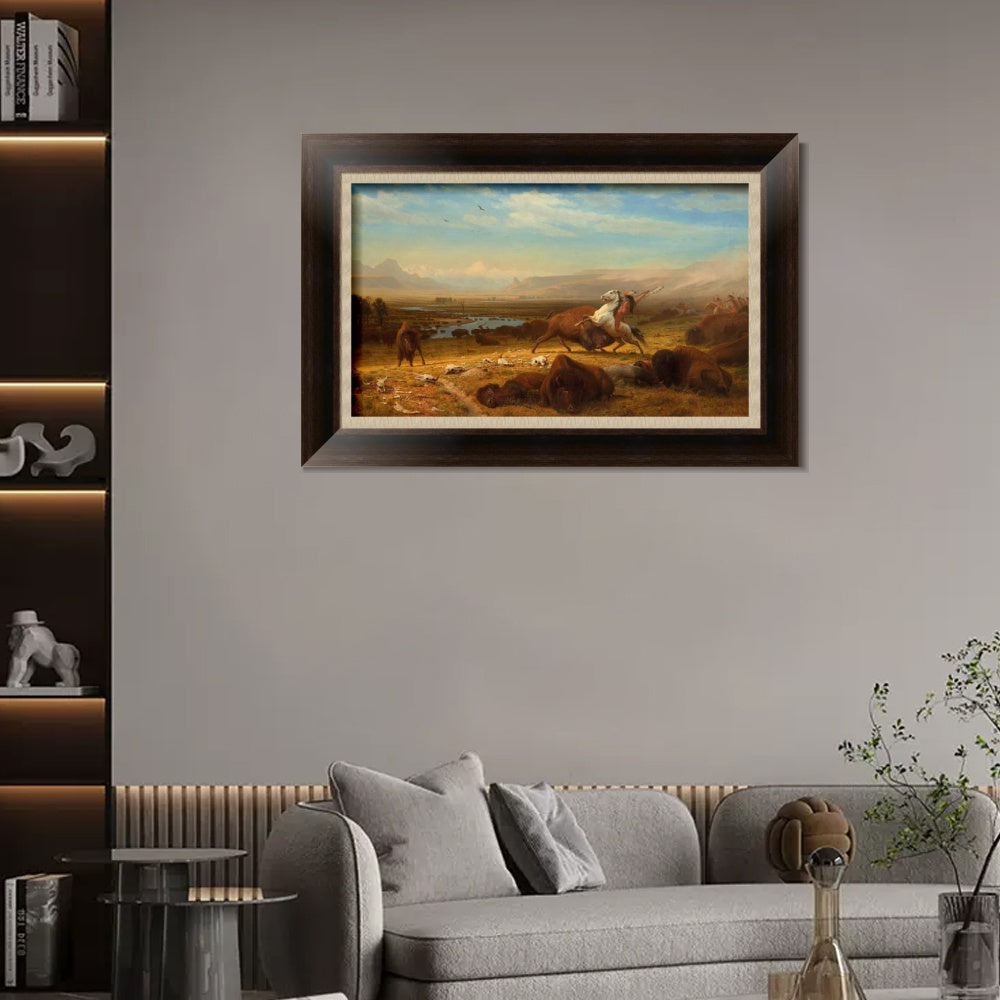 INVIN ART Framed Canvas Art Giclee Print The Last Of The Buffalo by Albert Bierstadt Wall Art