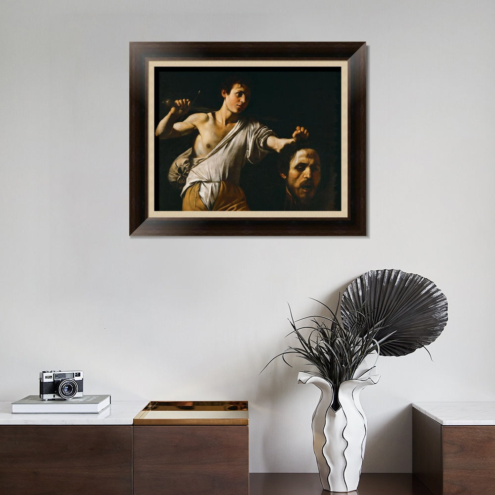 INVIN ART Framed Canvas Art Giclee Print David with the Head of Goliath by Michelangelo Merisi da Caravaggio Wall Art