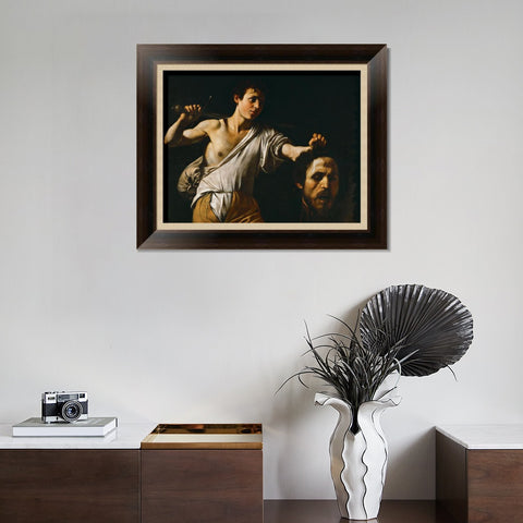 INVIN ART Framed Canvas Art Giclee Print David with the Head of Goliath by Michelangelo Merisi da Caravaggio Wall Art Living Room Home Office Decorations