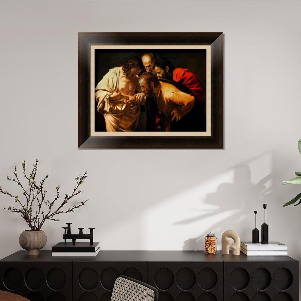 INVIN ART Framed Canvas Art Giclee Print The Incredulity of Saint Thomas by Michelangelo Merisi da Caravaggio Wall Art