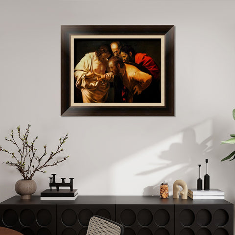 INVIN ART Framed Canvas Art Giclee Print The Incredulity of Saint Thomas by Michelangelo Merisi da Caravaggio Wall Art Living Room Home Office Decorations