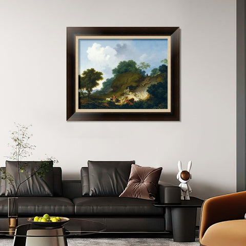 INVIN ART Framed Canvas Art Giclee Print Landscape with Shepherds and Flock of Sheep by Jean Honore Fragonard Wall Art Living Room Home Office Decorations